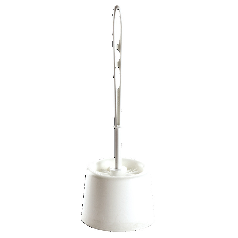 BALAYETTE WC + SUPPORT BLANC - Large pot, manche rigide, tres fibr